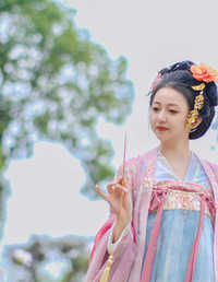 丽影娉婷，过眼斑斓花弄影